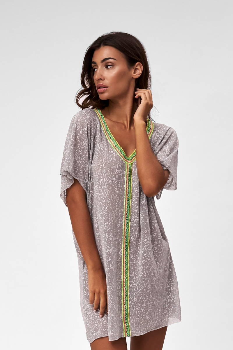 p tusa Mini Abaya Beach Cover up Dress Grey Standard ArtSea Living